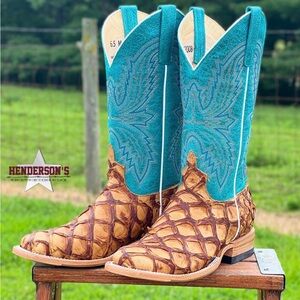 Macie Bean Antique Bass Boots with Tan Brown Exotic Texture